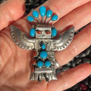 native American sterling Silver and Turquoise Kachina pendant